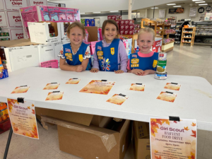 Alva Girl Scouts had a food drive at two local businesses last year to give what they collected to the Alva Food Pantry and the Northwest Family Services Meal-in-a-bag Project.