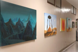 The artwork of former Northwestern student Pierce Wise has artwork on display in the center hallway of the second floor of Jesse Dunn. His mother, Shelly Phelps, has established the Pierce Wise Art Stipend in his memory.